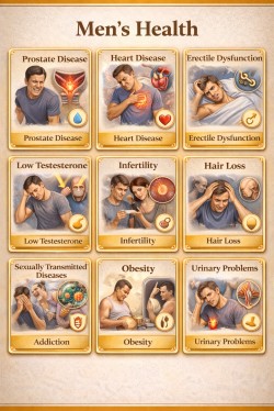 Male sexual health disorders including erectile dysfunction, infertility and prostate issues