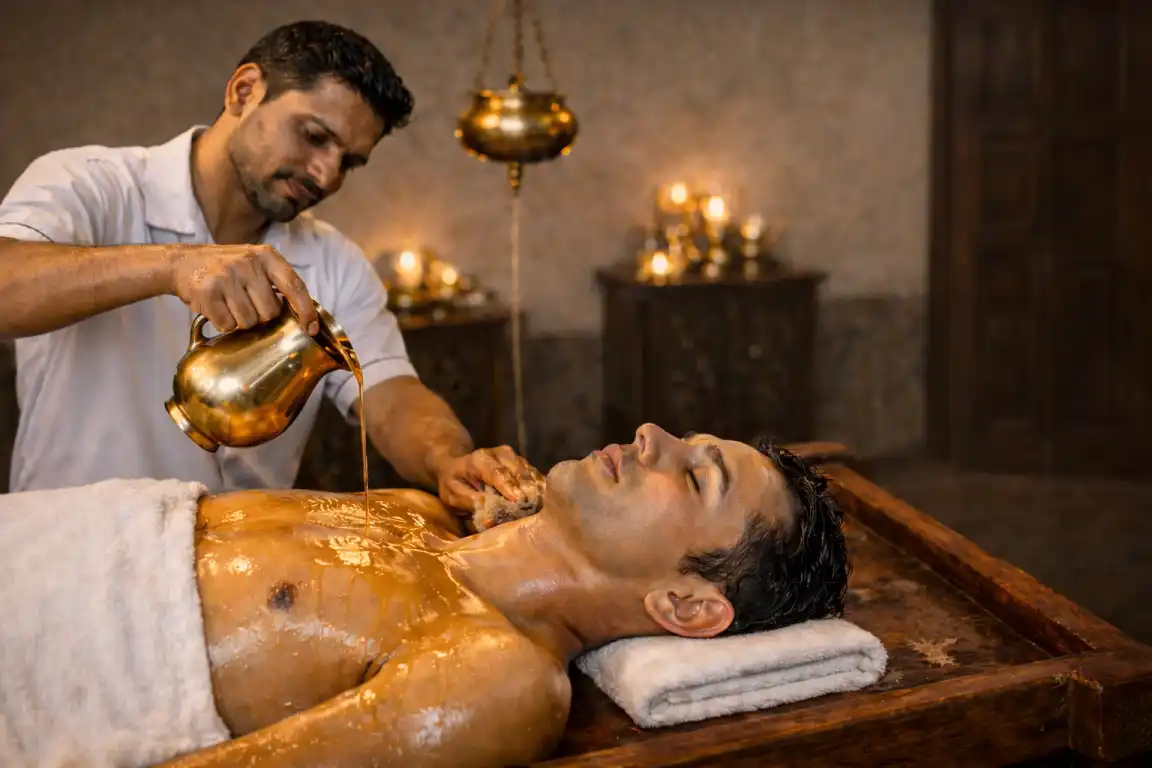 Pizhichil Ayurvedic warm oil therapy for neurological and joint disorders